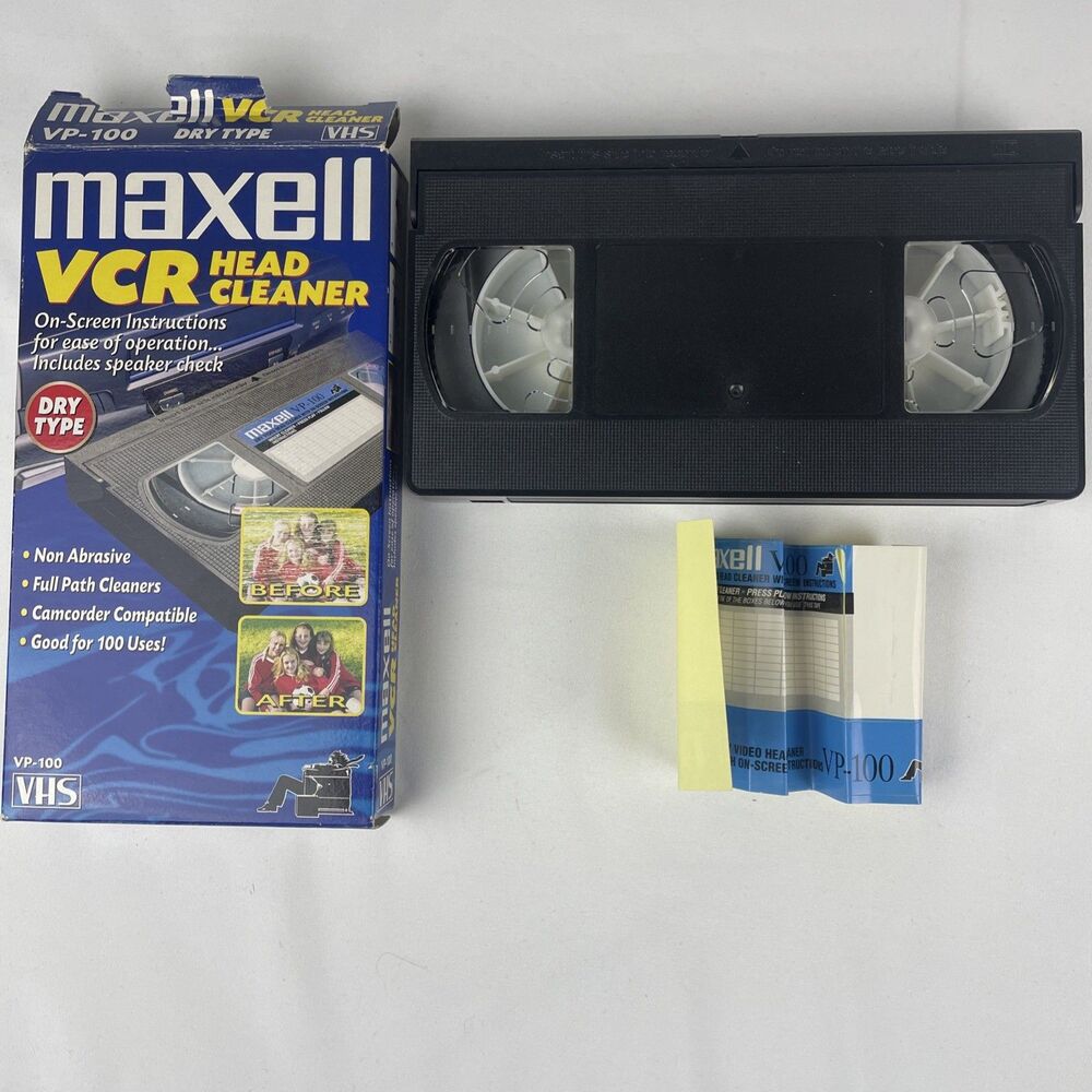 Maxell VCR Head Cleaner Camcorder Compatible VHS VP-100 w/ Unused Stickers